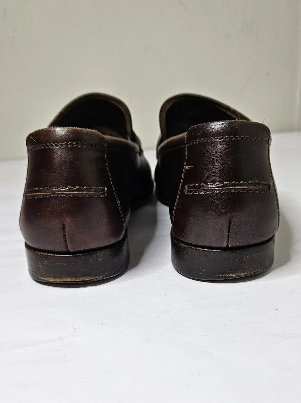 Salvatore Ferragamo Penny Loafers Vintage Brown Leather Mens 9 Made In Italy